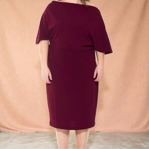 NWT Alexia Admor ‘Olivia’ Draped One-Shoulder Sheath Dress in “Red Maple” Sz 3X